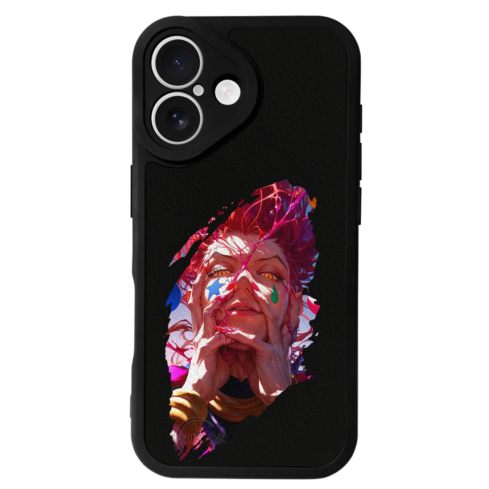 ハンター×ハンター グッズ ヒソカ＝モロウ - IPhone 16シリーズ対応 ・ シリコンスマホケース ・ レザー調 ・ 高精度フィット ・ 耐衝撃 ・ ワイヤレス充電対応 ・ 精密カット